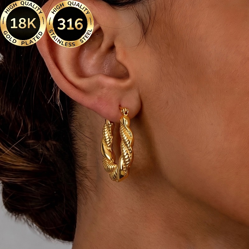 Women's 18K Gold Plated Mobius Twist Geometric Earrings